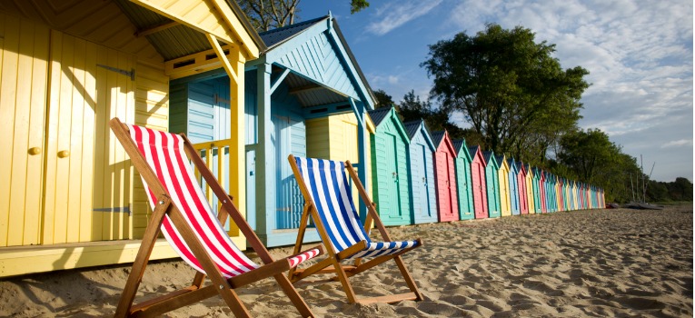 Deckchair and beach huts