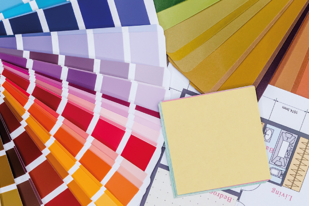 Paint swatches and blueprints