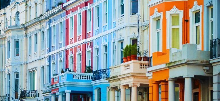 Colourful houses on Portobello Road